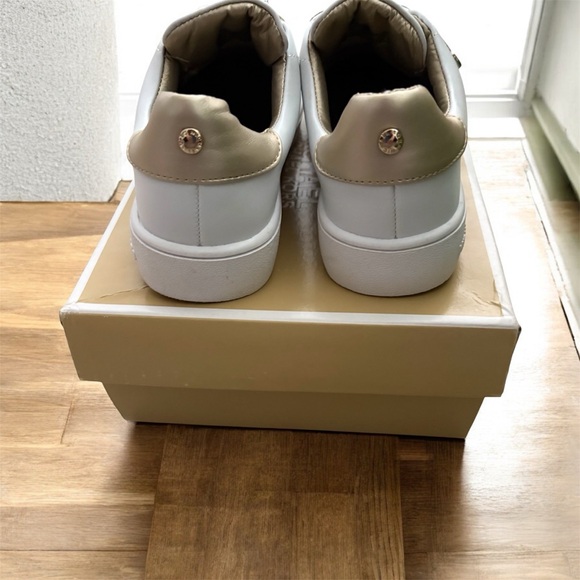 Michael Kors Kids Glitter Strap Sneakers - White and Gold - Picture 2 of 8